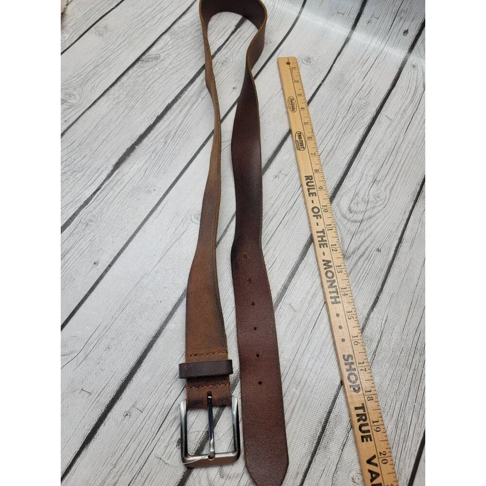 Nickel Smart Black Brown Leather Belt W/ Silver Buckle Men's 42 Lot Of 2